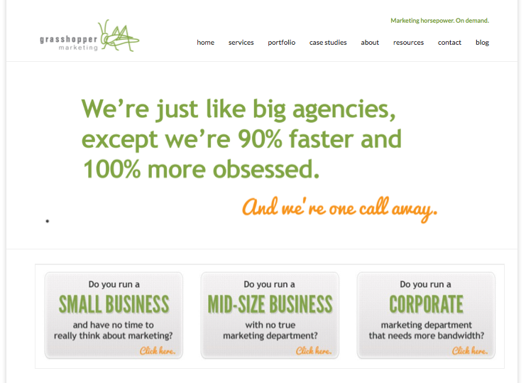 Grasshopper Marketing 2012 website