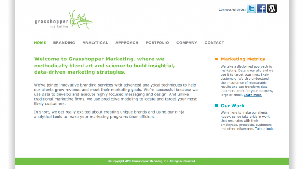 grasshopper marketing 2010 website